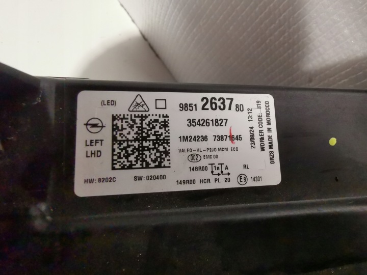 фото №8, Фара передня ліве led opel corsa f рестайлінг 23- 9851263780