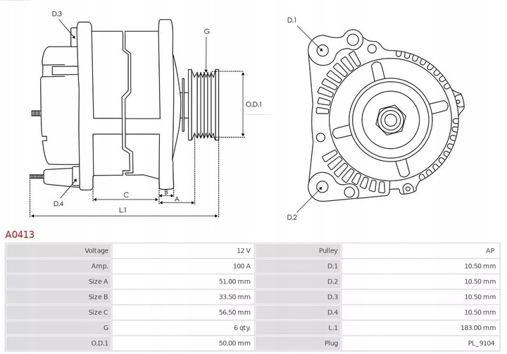 фото №6, A0413 генератор as-pl