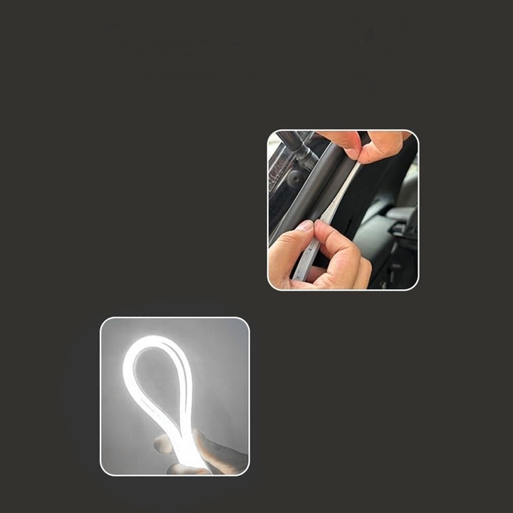 фото №12, Освітлення led стрічка капота двері автомобіль транспортний засіб білий