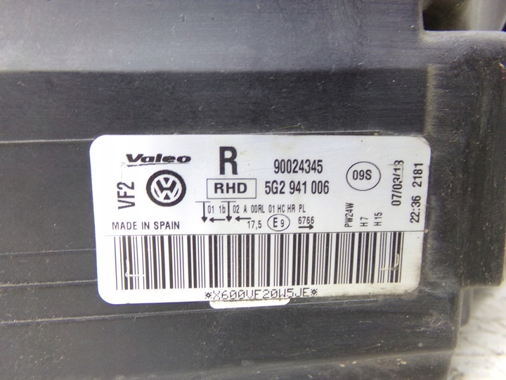 фото №9, Фара лампа права праві перед передня vw golf vii 13-16 5g2941006