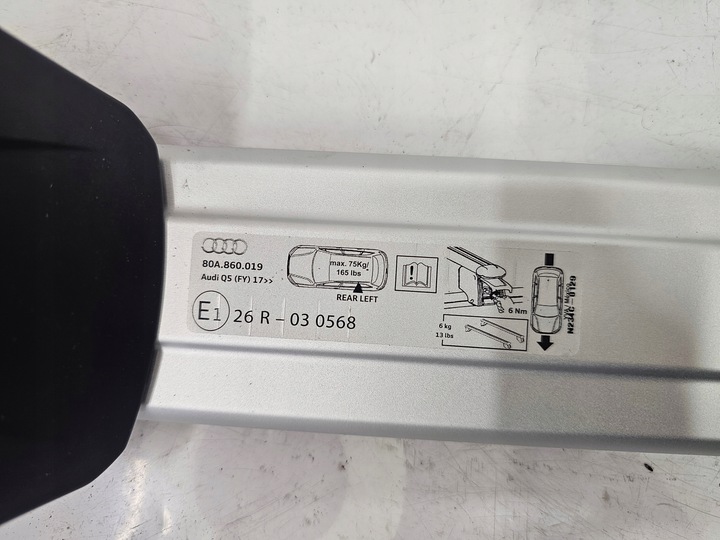 фото №14, Audi q5 ii 80a рейлинг балка багажника крышный задняя + ключ 80a860019