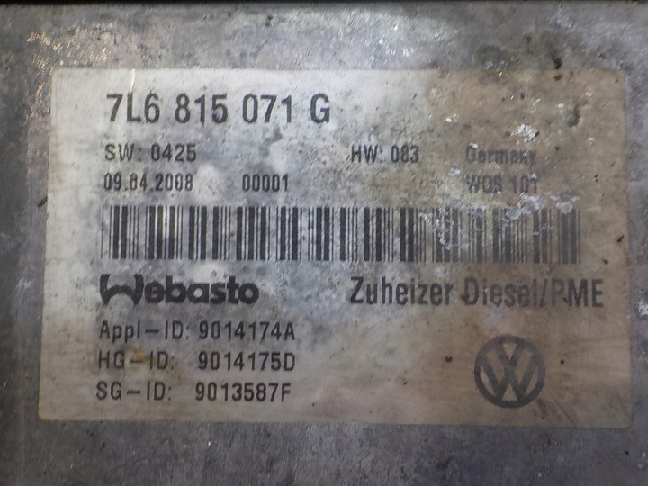 фото №5, Vw touareg i 7l рестайлинг 2.5 tdi 08r вебасто 7l6815071g 9014174a