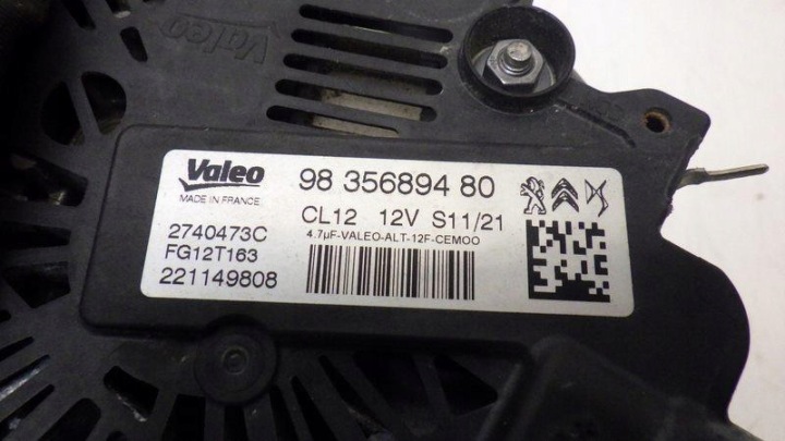 фото №8, Генератор citroen c3 aircross 1.2 9835689480 fg12t163 2740473c