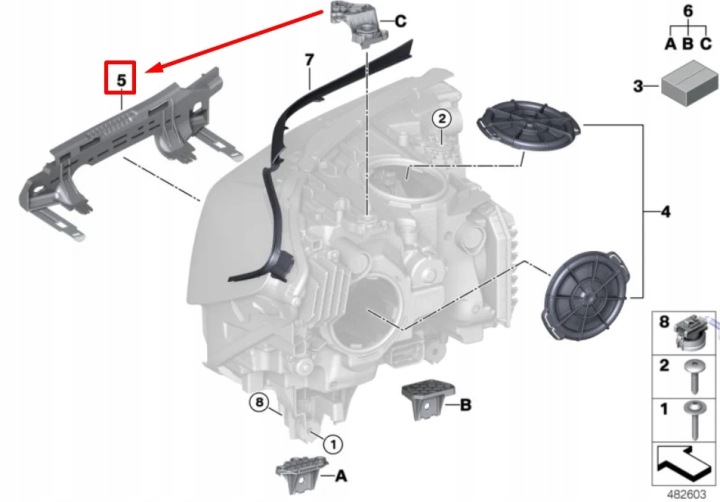 фото №11, Bmw 6 g32 тримач фара передньої лівого 7461889 63117461889