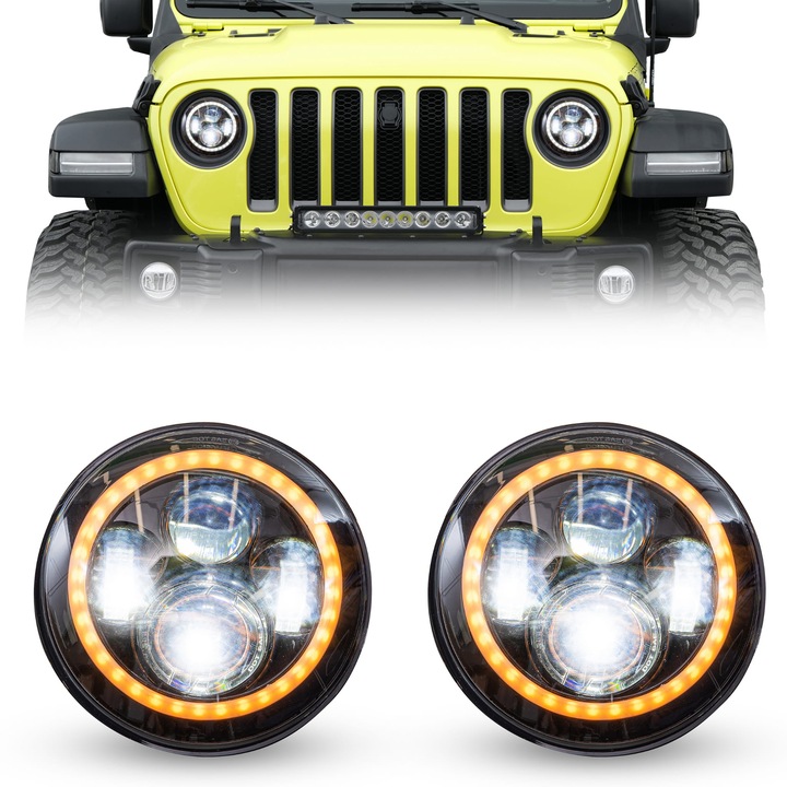 фото №1, Jeep wrangler jl 2018+ лампы передние светодиодные 7'' halo глаза