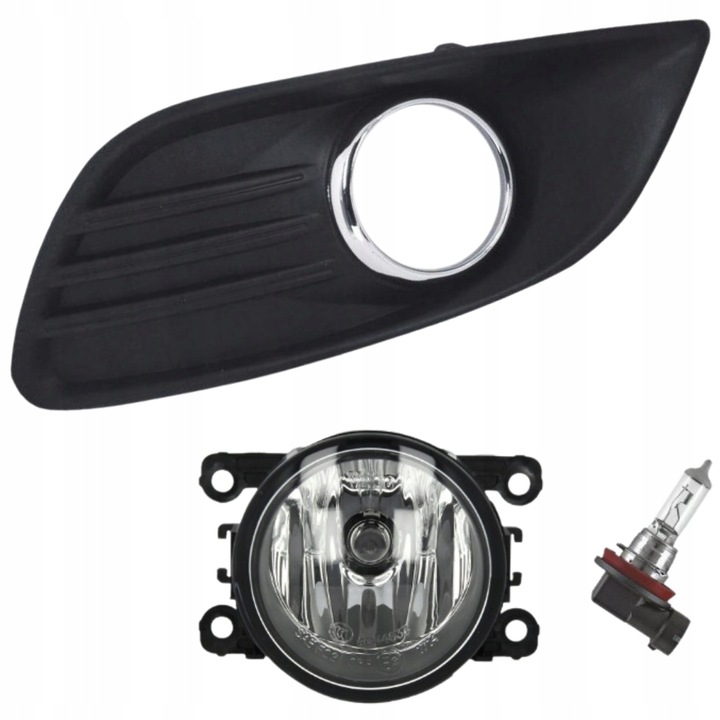 фото №1, Ford focus ii 2008-2010 решётка w бампере правая з хромированная рамка +галоген