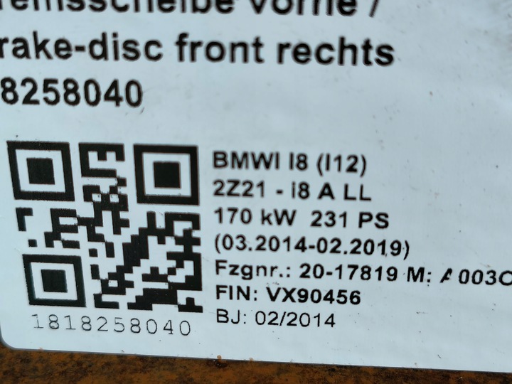 фото №7, Поворотный кулак рычаг амортизатор подвешивание bmw i8 пробег 38439km