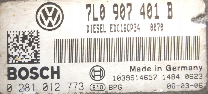 фото №6, Блок керування комп'ютер ecu двигуна vw touareg 3,0 tdi v6 7l0907401b 0281012773