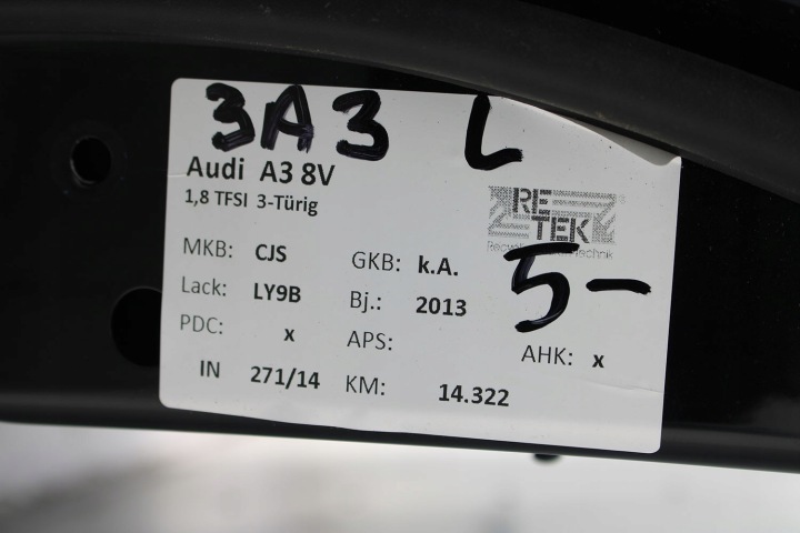 фото №8, Audi a3 двери левые сторона левая 8v0 8v 8v3 2013- 3 дверная a2 ly9b чёрный 8