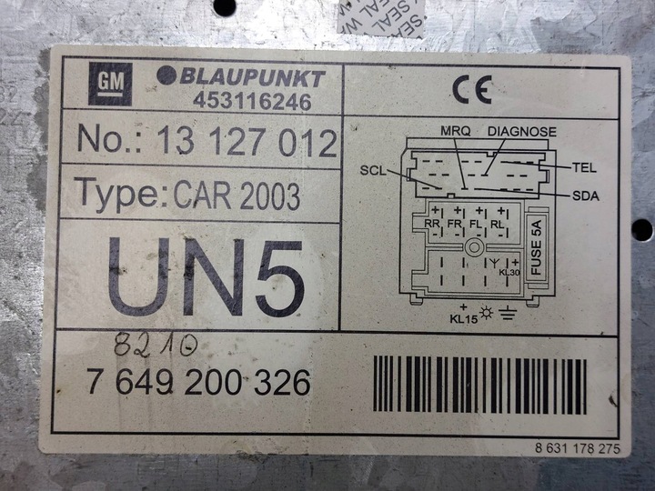 фото №3, Радио проигрыватель opel corsa c 13127012 blaupunkt car 2003