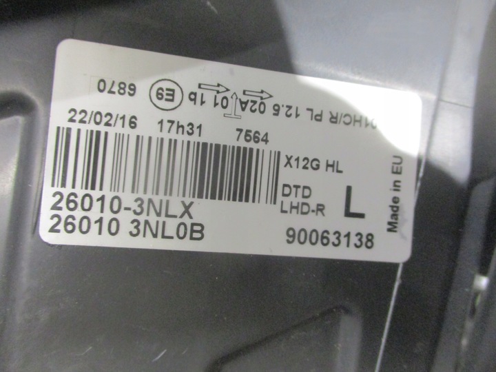 фото №12, Лампа фара праві nissan leaf оригінал