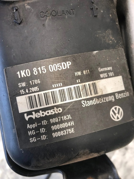 фото №7, Отопление стояночный вебасто vw touran 1k0815005dp