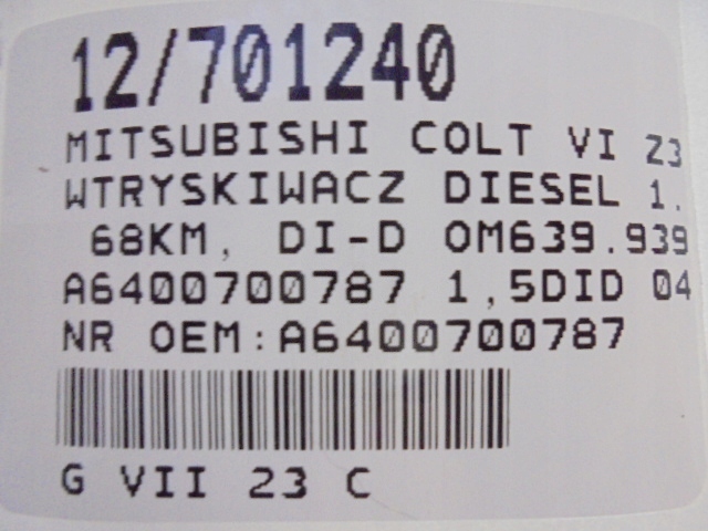 фото №8, Mitsubishi colt vi z30 инжектор дизель a6400700787 1,5did 0445110167