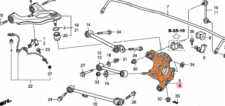 фото №12, Поворотна опора зад honda accord viii crosstour 2.0-3.5 06.08- ліва