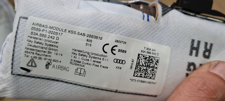 фото №8, Q3 83a подушка сидіння повітряна подушка безпеки права 83a880242d