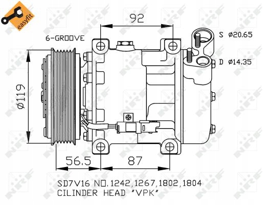 фото №2, Компресор кондиціонера nrf do fiat punto 1.3 1.4