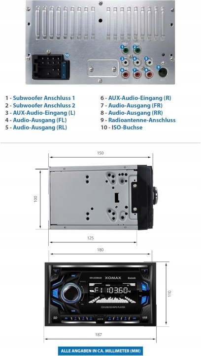 фото №7, Автомагнітола (радіоприймач, магнітола в машину) xomax xm-2cdb622 2 din блютуз usb cd pilot