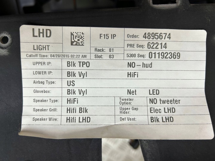 фото №10, Панель роздавальна капот подушка безпеки bmw x5 f15 2015 оригінал ні спрацьована