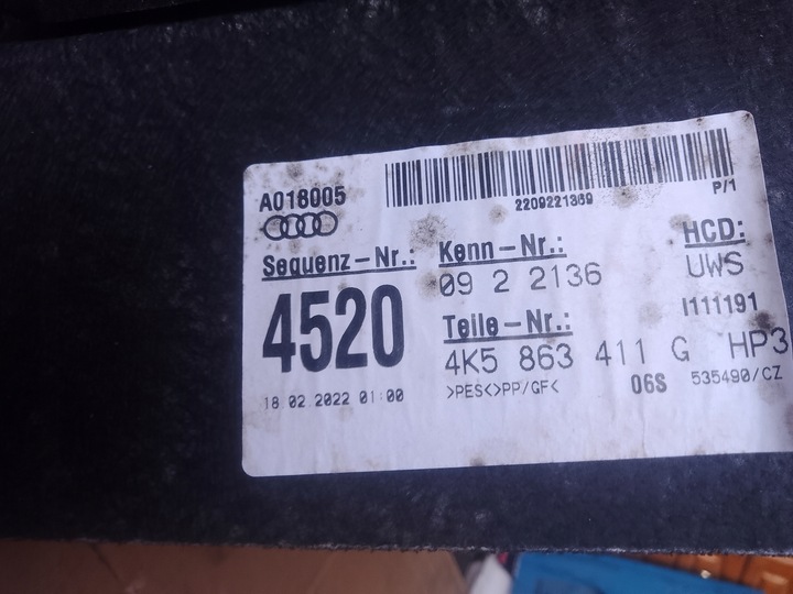 фото №6, Полиця багажника sedan audi a6 c8 4k5863411g