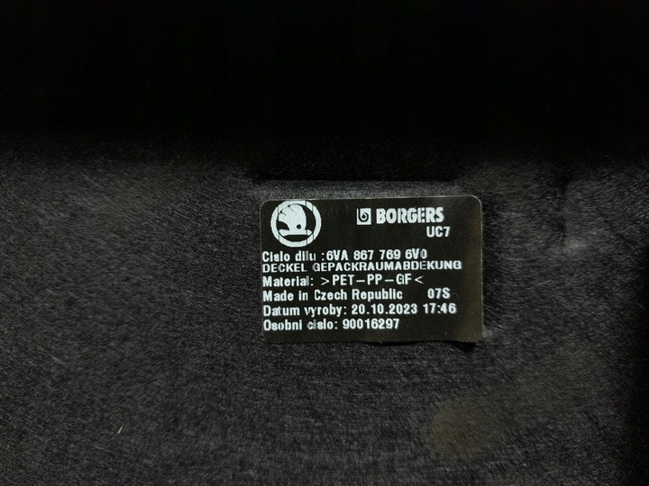 фото №6, Skoda fabia iv hb 5d задня полиця багажника 6va867769