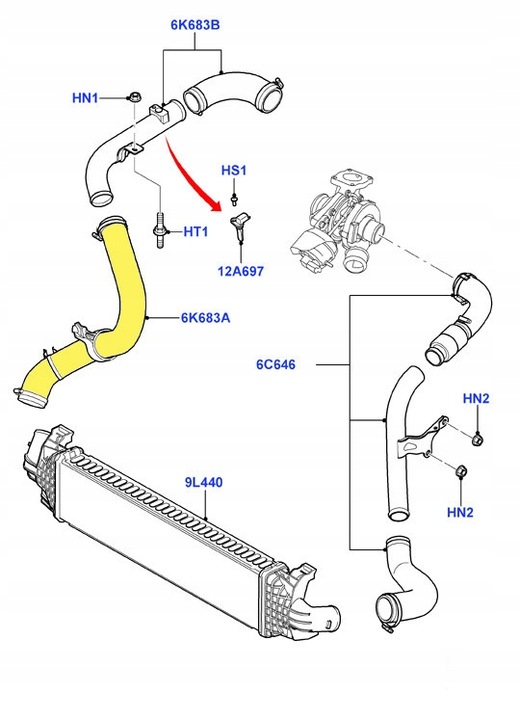 фото №2, Turbo шланг ford focus c-max 1.8 tdci 4m51 6k863 ab
