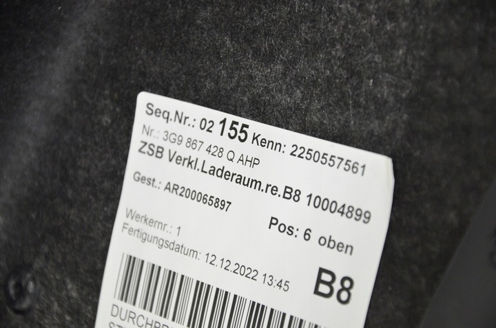 фото №12, Vw passat b8 fl універсал оббивка багажника комплект 3g9867428q