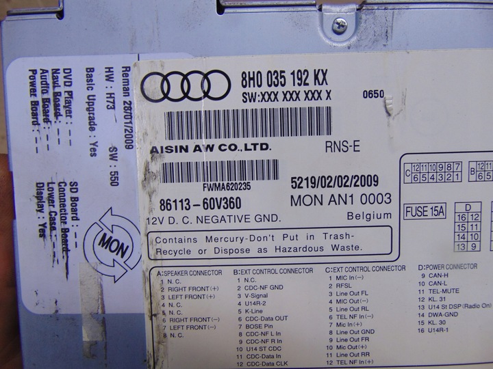 фото №9, Audi a4 b6 b7 радио audi навигация plus rns-e gps bdb 8h0035192kx