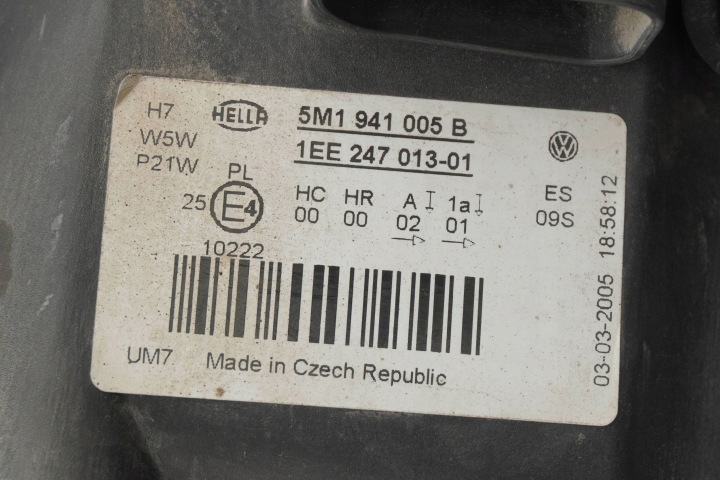 фото №13, Фара передня ліва vw golf plus 5m1941005b