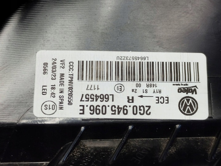 фото №13, Vw polo vi 2g рестайлінг лампи зад led 2g0945095e kpl