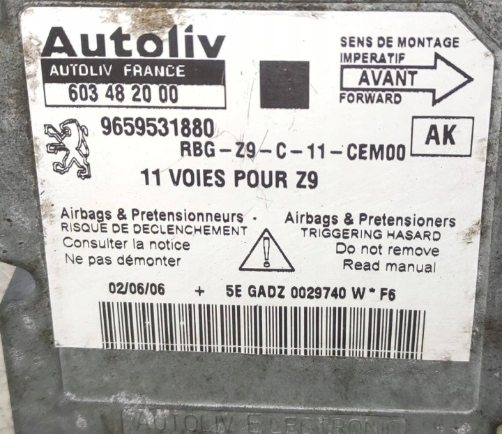 фото №8, Блок керування  модуль подушок безпеки airbag peugeot 607 9659531880 100% справний
