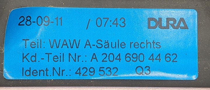 фото №7, Планка стёкла лобовой правая mercedes glk x204