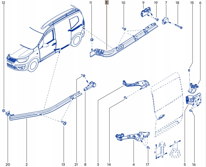 фото №15, Направляюча двері лівих зсувних renault kangoo iii 4 iv nissan townstar