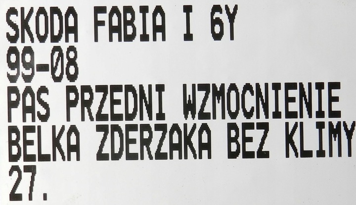 фото №10, Pas підсилювач лобове балка бампера skoda fabia i 6y