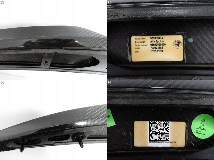 фото №14, Alfa romeo giulia 2.9 квадрифолио qv 16- карбон спойлер спойлер крышки зад