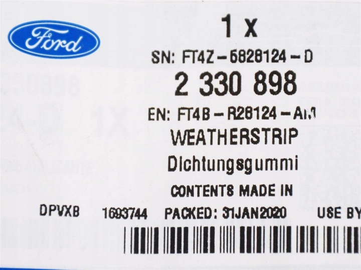 фото №11, Уплотнитель дверь правых задних edge 18- ford oem номер _ 2330898 _ ft4b-r28124-am