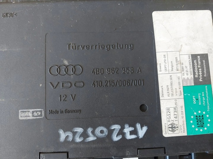 фото №6, Модуль комфорту джгут колодки audi a6 c5 4b 4b0962258a