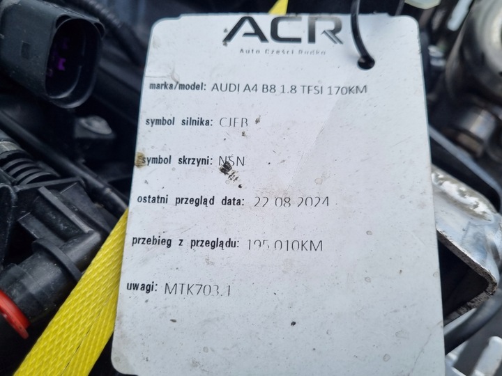 фото №12, Двигун комплект audi a4 b8 1.8 tfsi 170km udokumentowane 195tyś cje cjeb