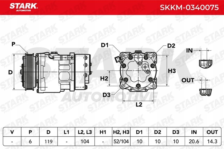 фото №9, Stark skkm-0340075 компресор кондиціонера sd7v16 pag 46 do peugeot 807 mpv