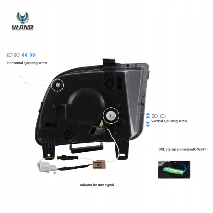фото №14, Фари лампи l+r vland led динамічний європа ford mustang v 5 2004-2009
