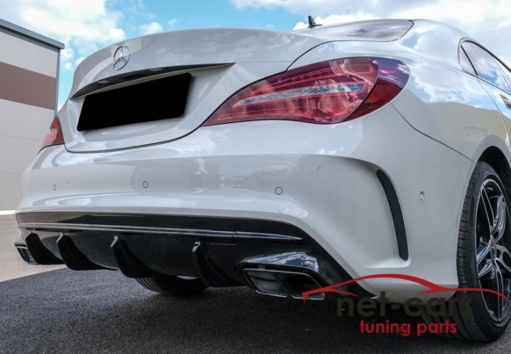 фото №14, Диффузор mercedes cla w117 x117 15-18 рестайлинг cla45 amg чёрный + наконечники c