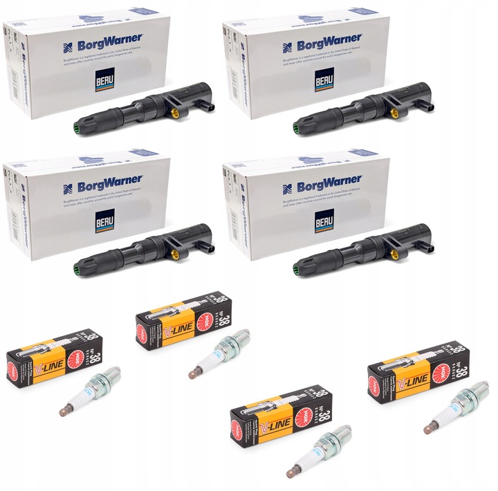 фото №1, 4 нове котушка запалювання beru zs552 + свічки clio laguna megane logan scenic