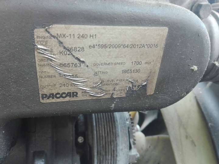 фото №6, Двигун комплектний daf cf євро 6 paccar mx-11 240 h1
