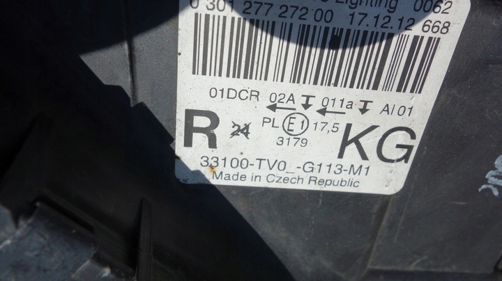 фото №13, Фара правые лампа правая перед honda civic ix 9 bi-xenon // 987