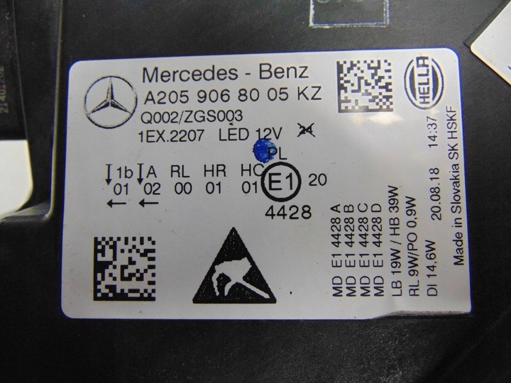 фото №16, Лампа правая перед ксенон mercedes w205 рестайлинг a2059068005kz европа