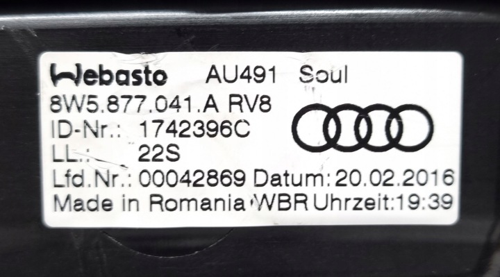 фото №12, Люк audi a4 8w5 b9 sedan s-line 8w5877041a rv8