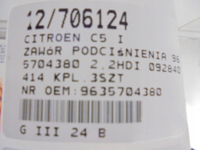 фото №9, Citroen c5 i клапаны тиску 9635704380 2,2hdi 092840041