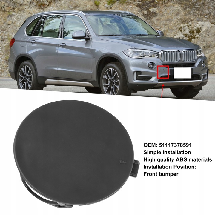 фото №14, Заглушка фаркоп буксировочный передней бампера 51117378591 заменитель