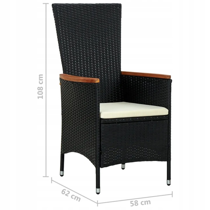 фото №10, 7-cz. комплект mebli ogrodowych, akacja i rattan pe, чорний