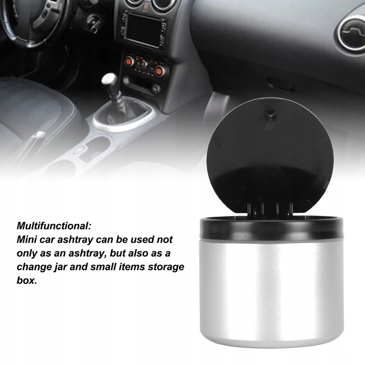 фото №10, Пепельница автомобильная корзина контейнер мусорница серебряный