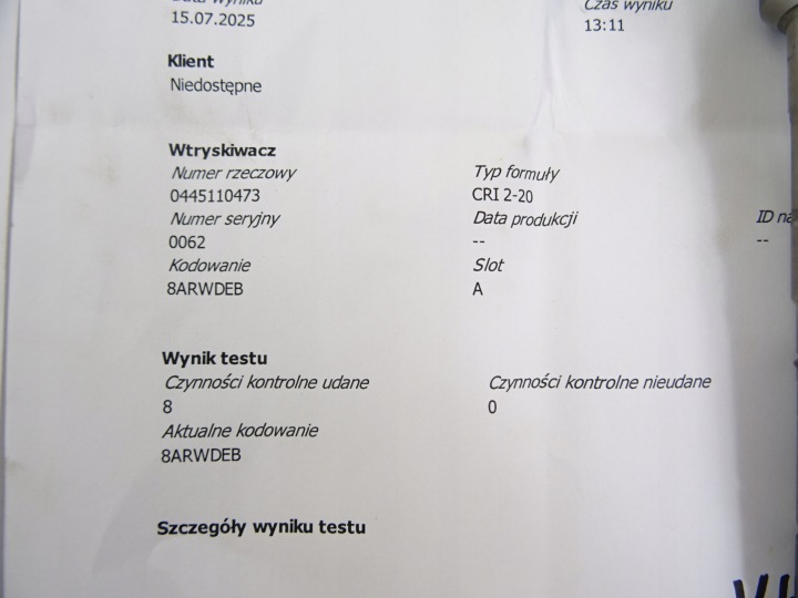 фото №12, Форсунки vw audi skoda 1.6tdi 04l130277ad 0445110473 bosch печать тест